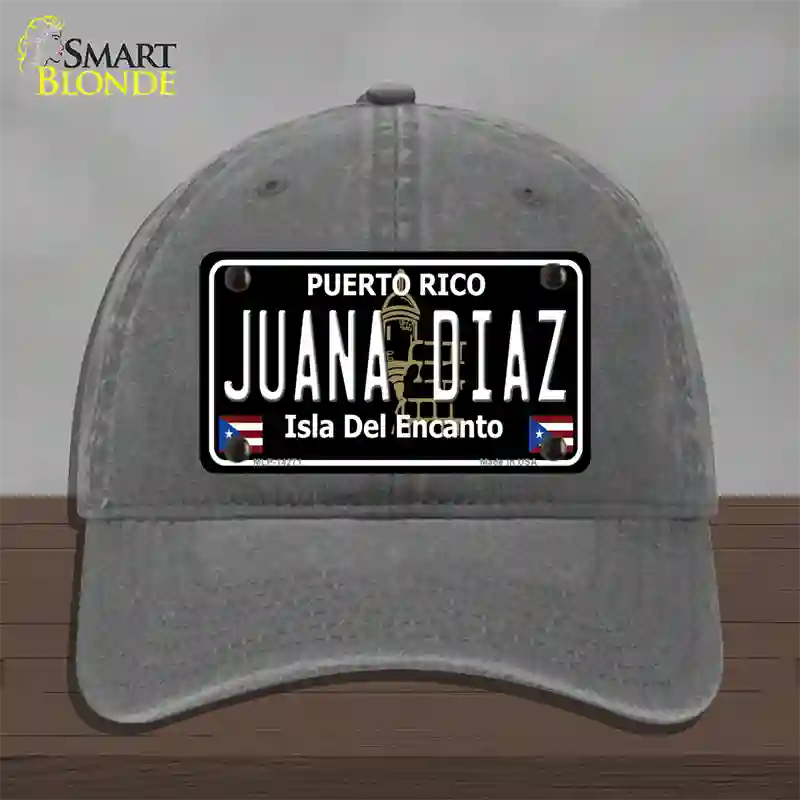 Juana Diaz Puerto Rico Black Novelty License Plate Hat Unconstructed Cotton / Charcoal