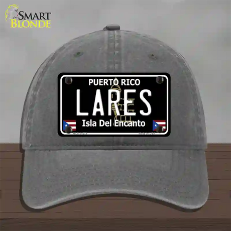 Lares Puerto Rico Black Novelty License Plate Hat Unconstructed Cotton / Charcoal