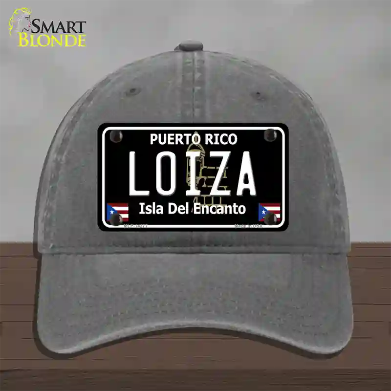 Loiza Puerto Rico Black Novelty License Plate Hat Unconstructed Cotton / Charcoal