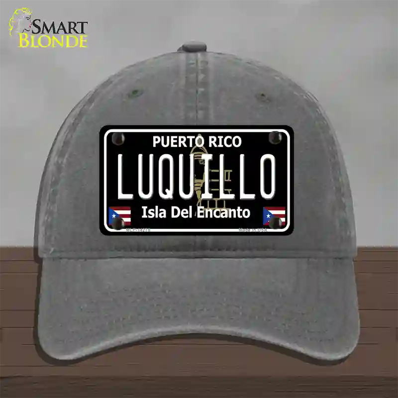 Luquillo Puerto Rico Black Novelty License Plate Hat Unconstructed Cotton / Charcoal