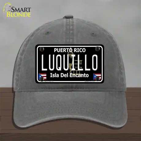 Luquillo Puerto Rico Black Novelty License Plate Hat Unconstructed Cotton / Charcoal