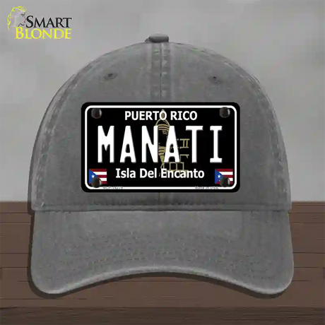 Manati Puerto Rico Black Novelty License Plate Hat Unconstructed Cotton / Charcoal