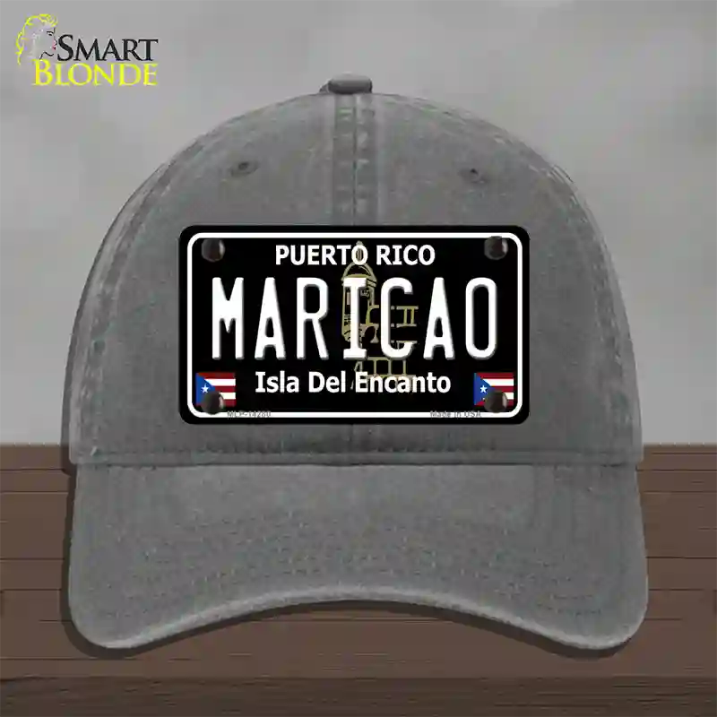 Maricao Puerto Rico Black Novelty License Plate Hat Unconstructed Cotton / Charcoal