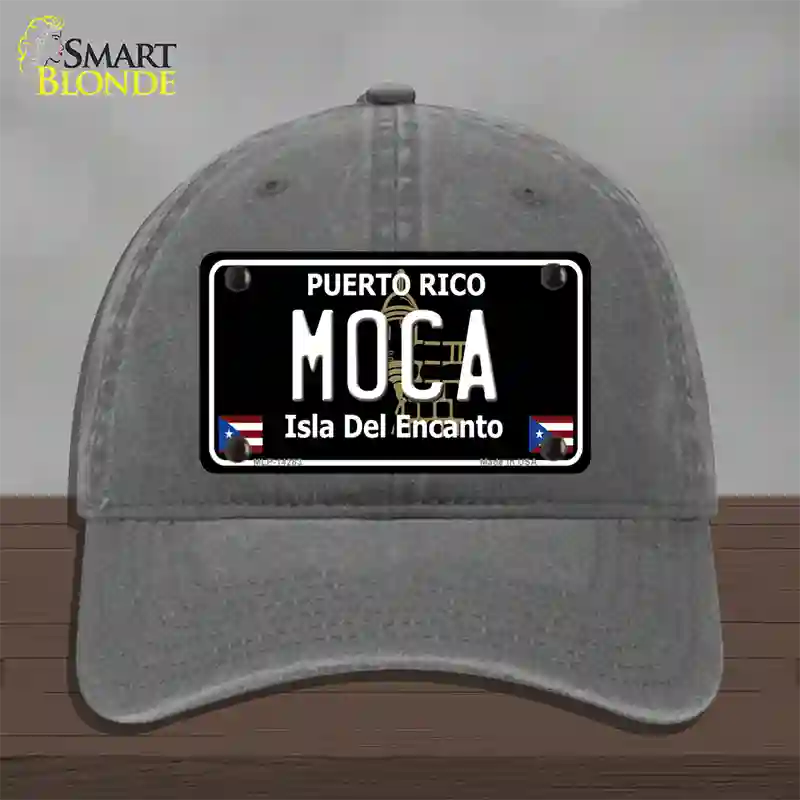 Moca Puerto Rico Black Novelty License Plate Hat Unconstructed Cotton / Charcoal