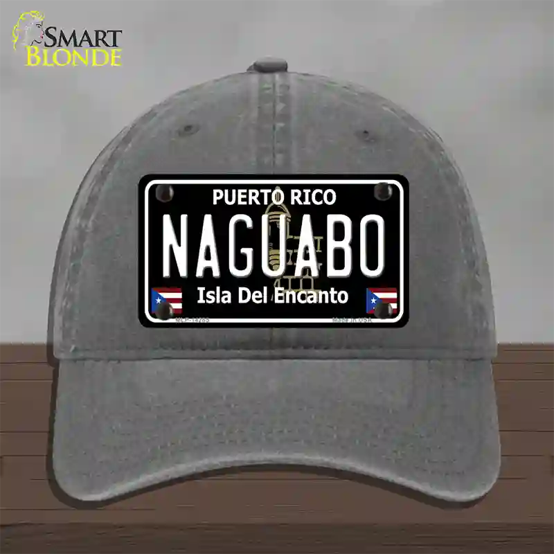 Naguabo Puerto Rico Black Novelty License Plate Hat Unconstructed Cotton / Charcoal