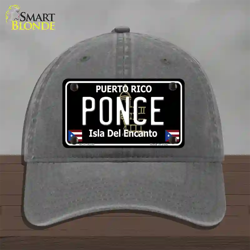 Ponce Puerto Rico Black Novelty License Plate Hat Unconstructed Cotton / Charcoal