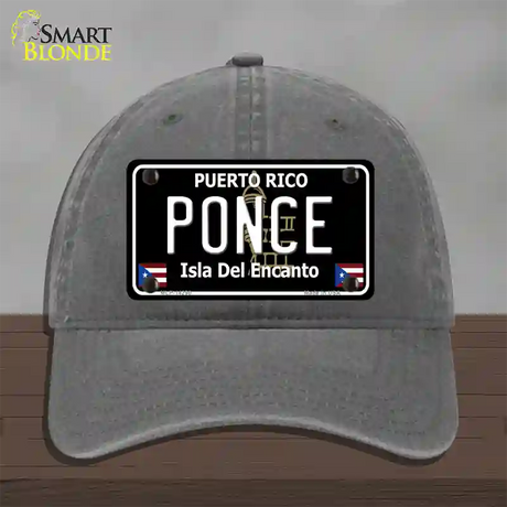 Ponce Puerto Rico Black Novelty License Plate Hat Unconstructed Cotton / Charcoal