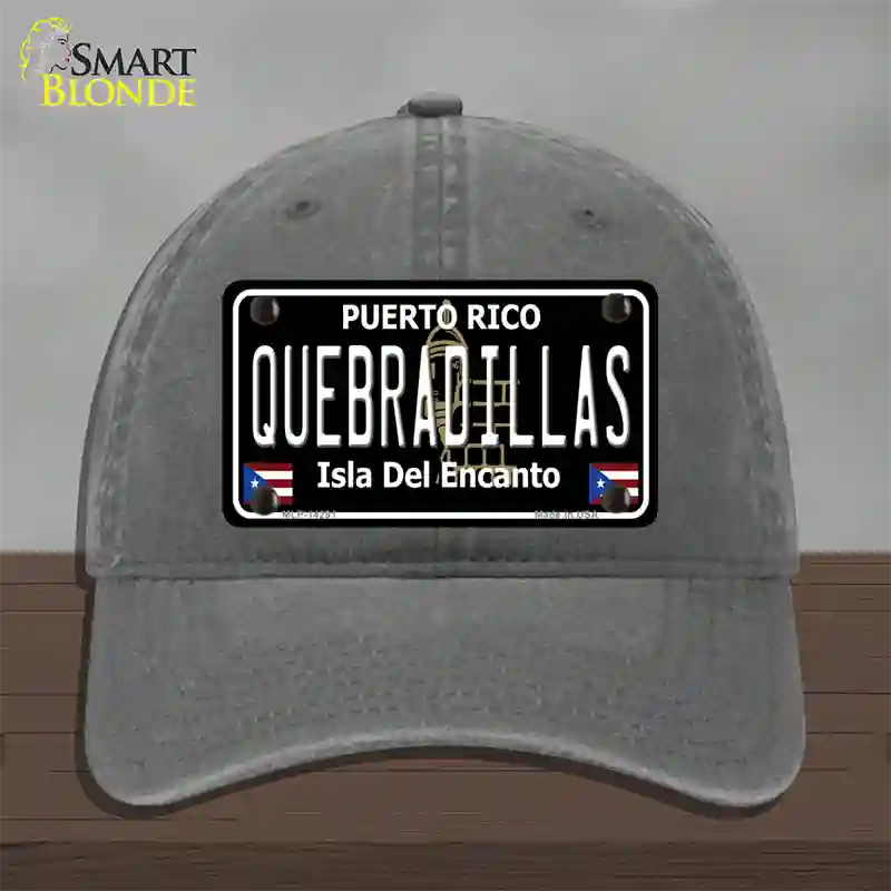 Quebradillas Puerto Rico Black Novelty License Plate Hat Unconstructed Cotton / Charcoal