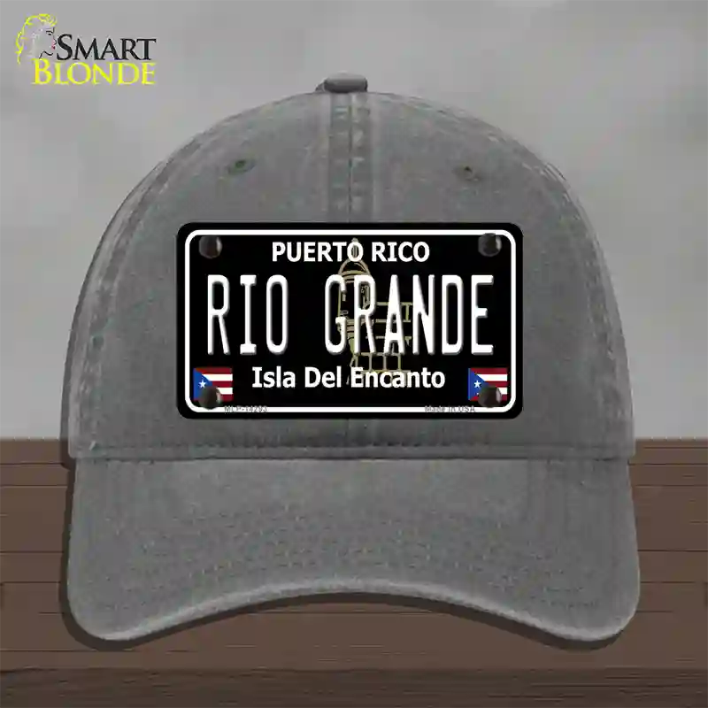 Rio Grande Puerto Rico Black Novelty License Plate Hat Unconstructed Cotton / Charcoal