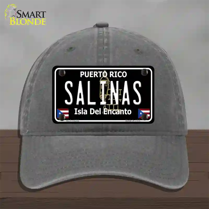 Salinas Puerto Rico Black Novelty License Plate Hat Unconstructed Cotton / Charcoal