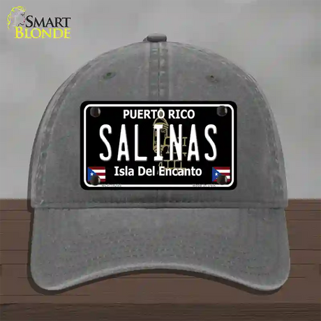 Salinas Puerto Rico Black Novelty License Plate Hat Unconstructed Cotton / Charcoal