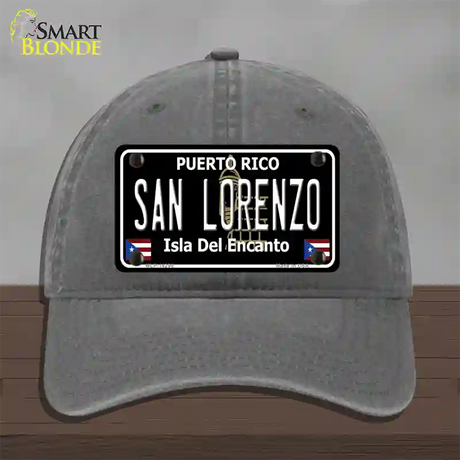 San Lorenzo Puerto Rico Black Novelty License Plate Hat Unconstructed Cotton / Charcoal