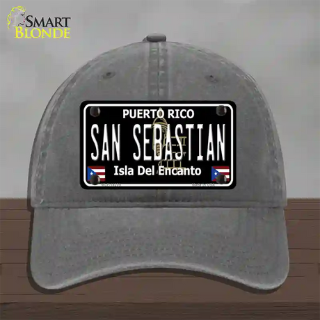 San Sebastian Puerto Rico Black Novelty License Plate Hat Unconstructed Cotton / Charcoal