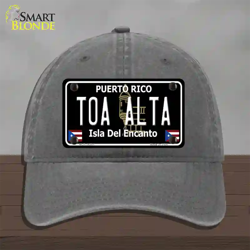 Toa Alta Puerto Rico Black Novelty License Plate Hat Unconstructed Cotton / Charcoal