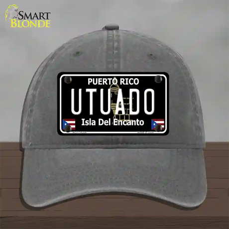 Utuado Puerto Rico Black Novelty License Plate Hat Unconstructed Cotton / Charcoal