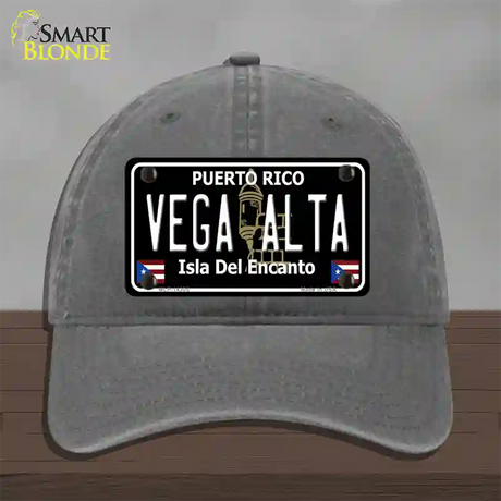 Vega Alta Puerto Rico Black Novelty License Plate Hat Unconstructed Cotton / Charcoal