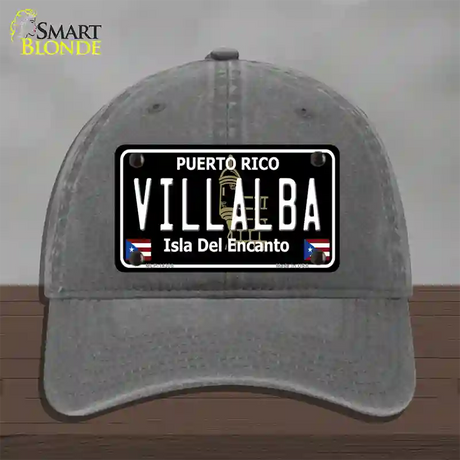 Villalba Puerto Rico Black Novelty License Plate Hat Unconstructed Cotton / Charcoal