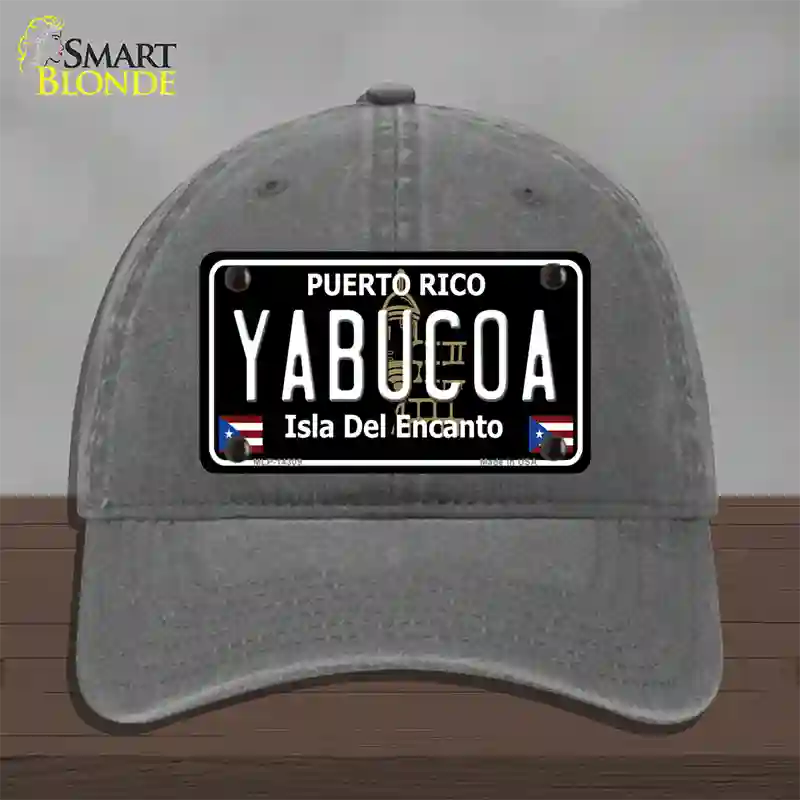 Yabucoa Puerto Rico Black Novelty License Plate Hat Unconstructed Cotton / Charcoal