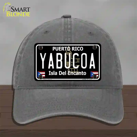 Yabucoa Puerto Rico Black Novelty License Plate Hat Unconstructed Cotton / Charcoal