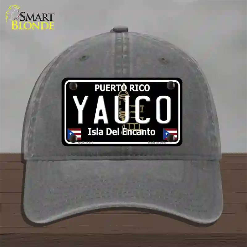 Yauco Puerto Rico Black Novelty License Plate Hat Unconstructed Cotton / Charcoal