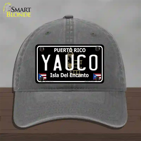 Yauco Puerto Rico Black Novelty License Plate Hat Unconstructed Cotton / Charcoal