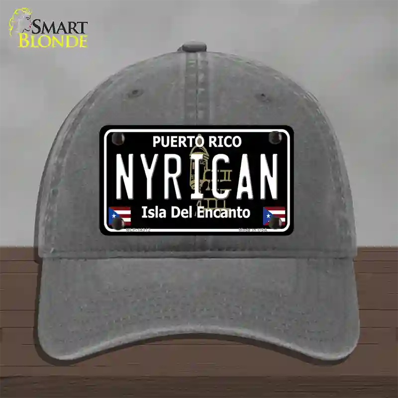 Nyrican Puerto Rico Black Novelty License Plate Hat Unconstructed Cotton / Charcoal