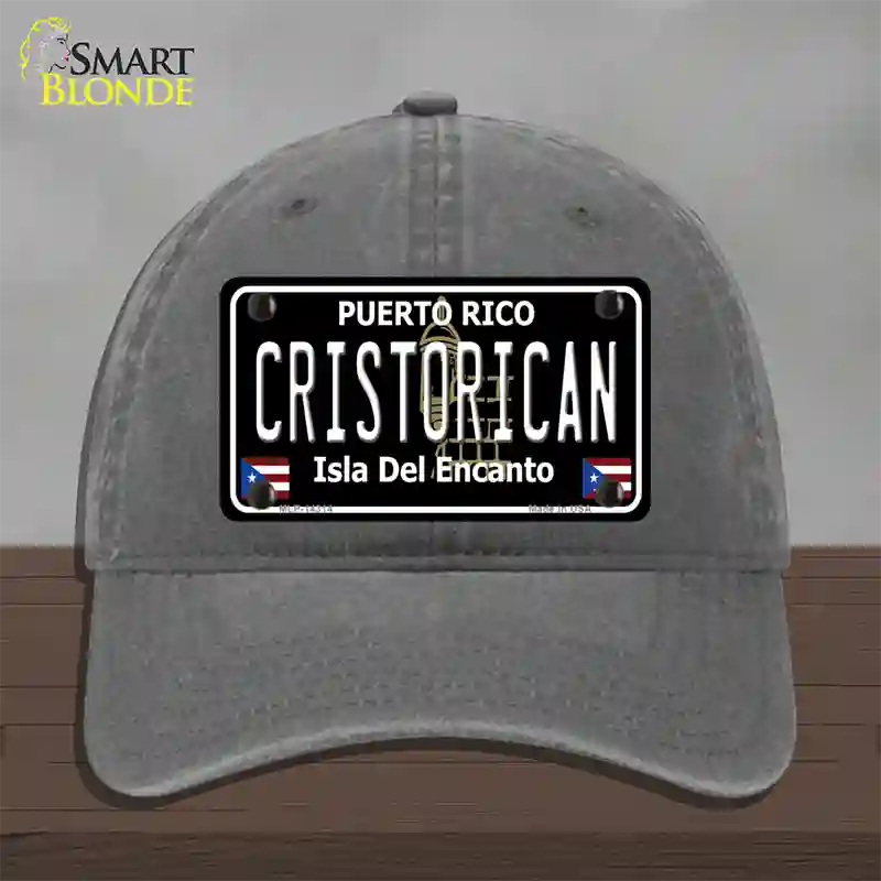 Cristorican Puerto Rico Black Novelty License Plate Hat Unconstructed Cotton / Charcoal