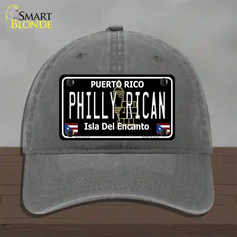 Philly Rican Puerto Rico Black Novelty License Plate Hat Unconstructed Cotton / Charcoal