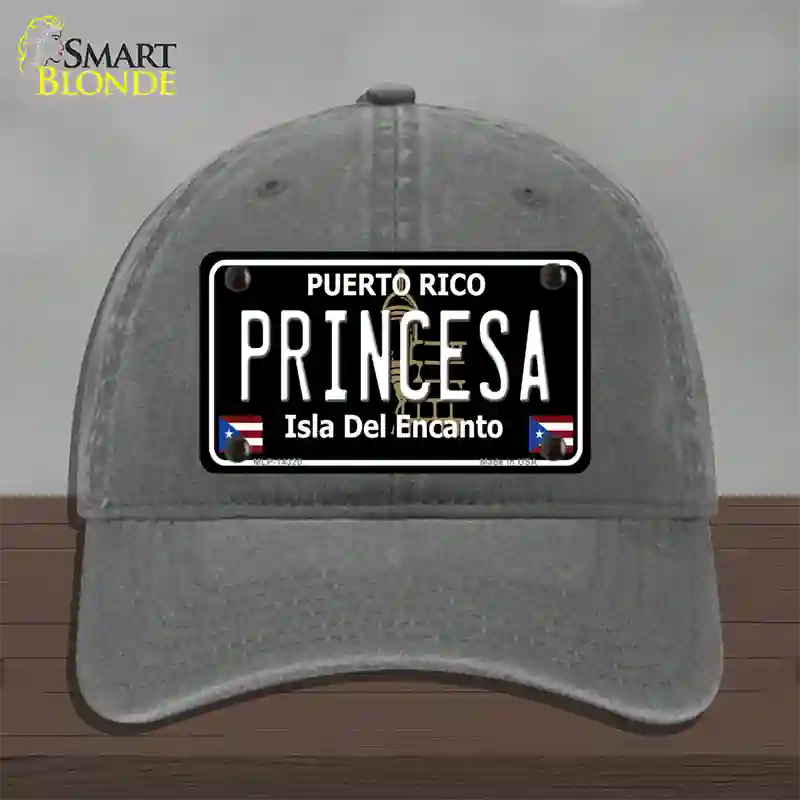 Princesa Puerto Rico Black Novelty License Plate Hat Unconstructed Cotton / Charcoal