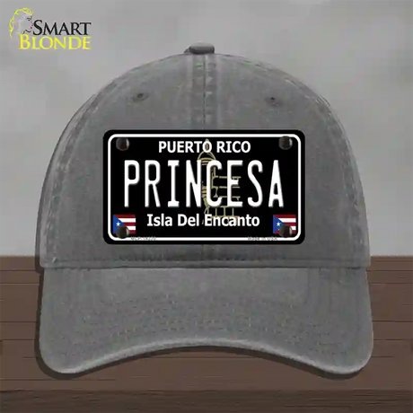 Princesa Puerto Rico Black Novelty License Plate Hat Unconstructed Cotton / Charcoal