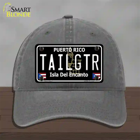 Tailgtr Puerto Rico Black Novelty License Plate Hat Unconstructed Cotton / Charcoal