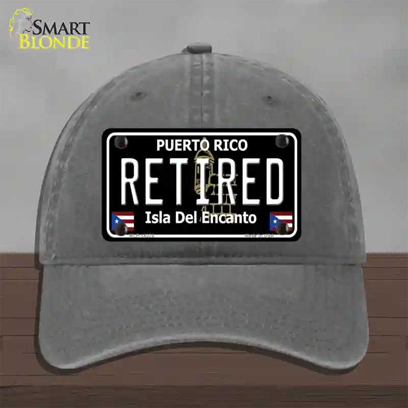 Retired Puerto Rico Black Novelty License Plate Hat Unconstructed Cotton / Charcoal