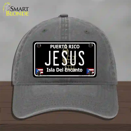 Jesus Puerto Rico Black Novelty License Plate Hat Unconstructed Cotton / Charcoal