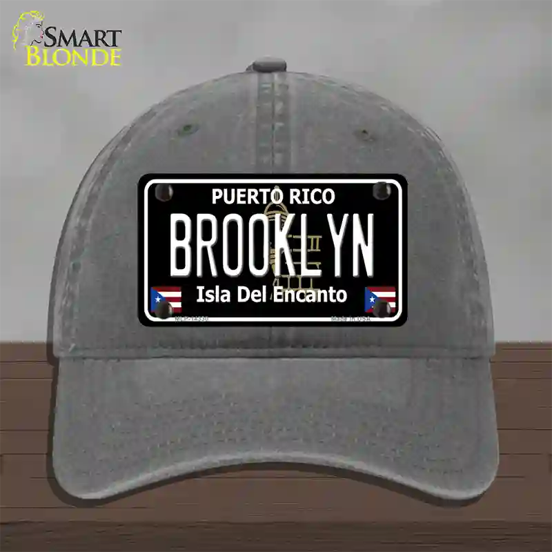 Brooklyn Puerto Rico Black Novelty License Plate Hat Unconstructed Cotton / Charcoal