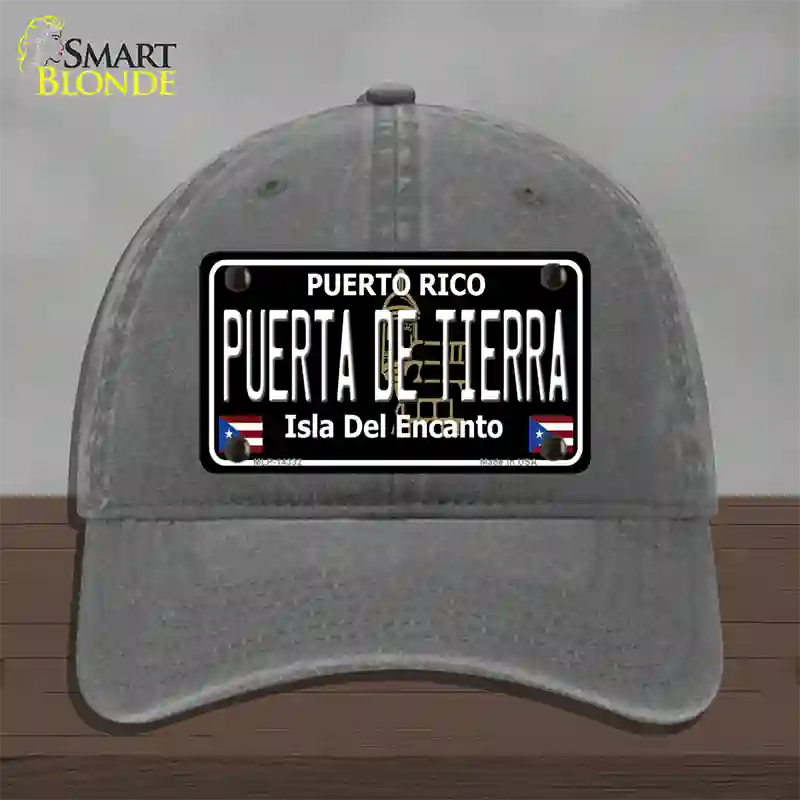 Puerta De Tierra Puerto Rico Black Novelty License Plate Hat Unconstructed Cotton / Charcoal