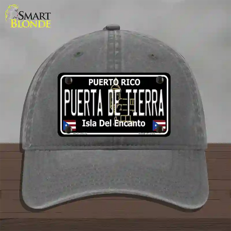 Puerta De Tierra Puerto Rico Black Novelty License Plate Hat Unconstructed Cotton / Charcoal