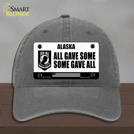 Alaska POW MIA Some Gave All Novelty License Plate Hat Unconstructed Cotton / Charcoal