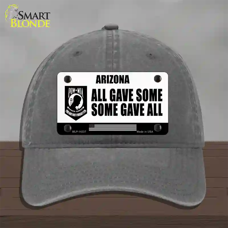 Arizona POW MIA Some Gave All Novelty License Plate Hat Unconstructed Cotton / Charcoal