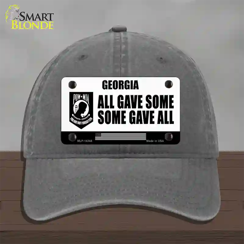 Georgia POW MIA Some Gave All Novelty License Plate Hat Unconstructed Cotton / Charcoal