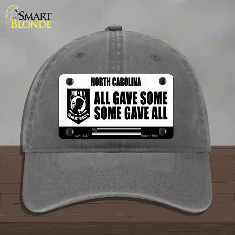 North Carolina POW MIA Some Gave All Novelty License Plate Hat Unconstructed Cotton / Charcoal