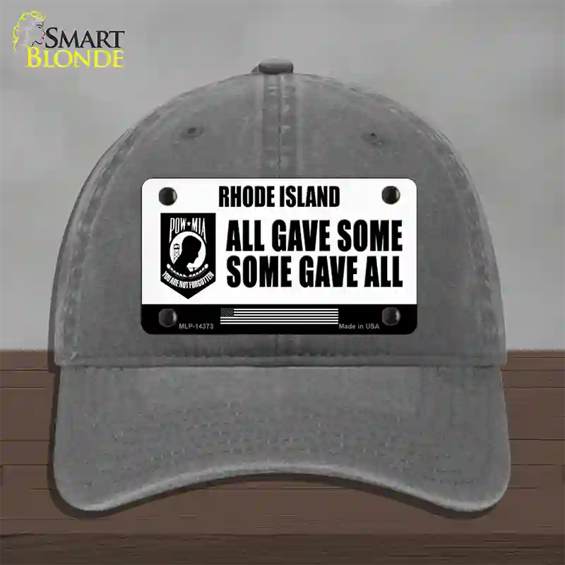 Rhode Island POW MIA Some Gave All Novelty License Plate Hat Unconstructed Cotton / Charcoal