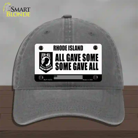 Rhode Island POW MIA Some Gave All Novelty License Plate Hat Unconstructed Cotton / Charcoal