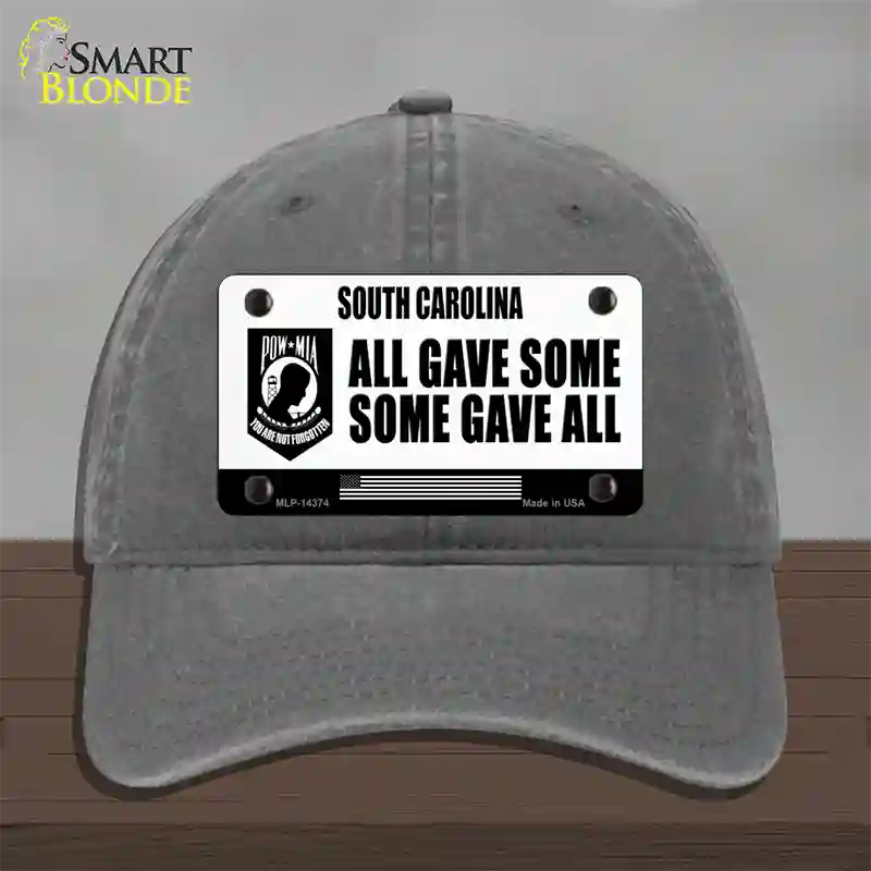 South Carolina POW MIA Some Gave All Novelty License Plate Hat Unconstructed Cotton / Charcoal