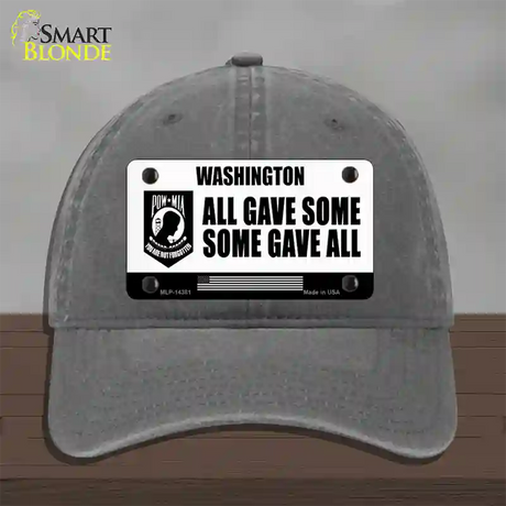 Washington POW MIA Some Gave All Novelty License Plate Hat Unconstructed Cotton / Charcoal