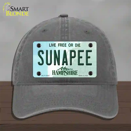 Sunapee New Hampshire Novelty License Plate Hat Unconstructed Cotton / Charcoal