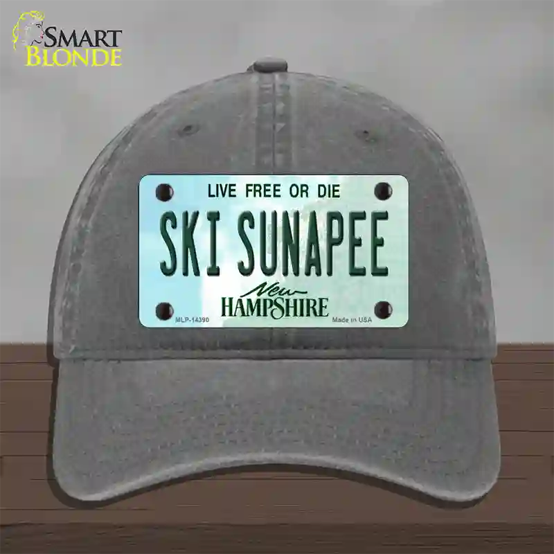 Ski Sunapee New Hampshire Novelty License Plate Hat Unconstructed Cotton / Charcoal