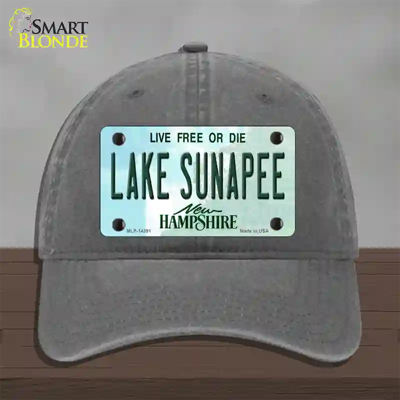 Lake Sunapee New Hampshire Novelty License Plate Hat Unconstructed Cotton / Charcoal