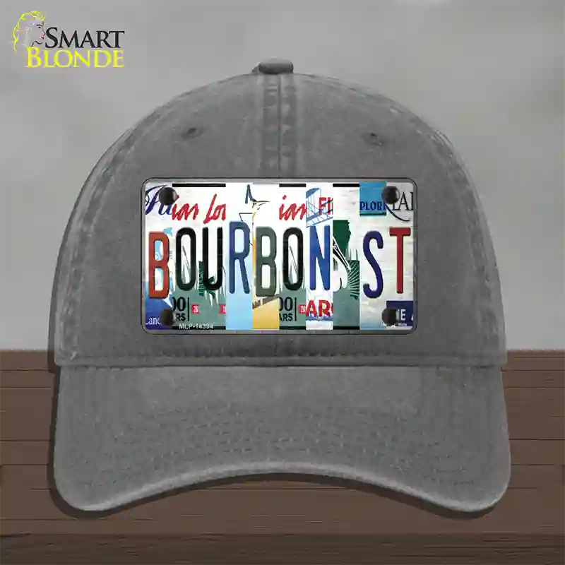 Bourbon St License Plate Art Novelty License Plate Hat Unconstructed Cotton / Charcoal