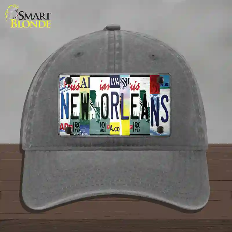 New Orleans License Plate Art Novelty License Plate Hat Unconstructed Cotton / Charcoal