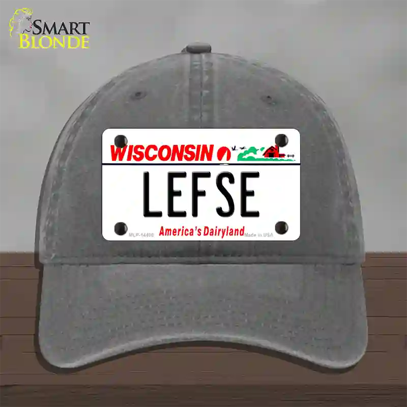 Lefse Wisconsin Novelty License Plate Hat Unconstructed Cotton / Charcoal